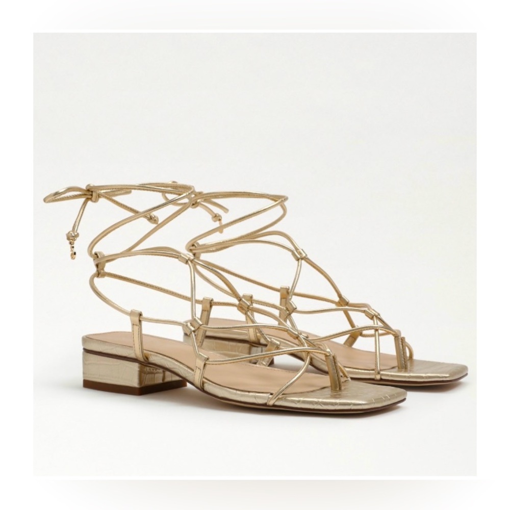 Sam Edelman Gold Daffy Sandal Lace Up Size 8